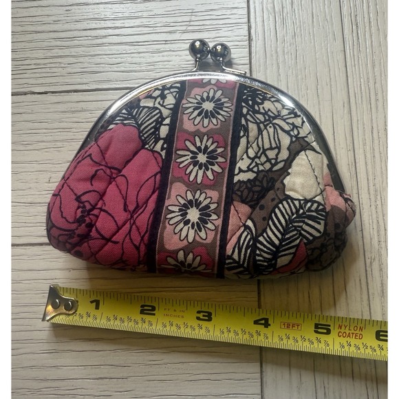 Vera Bradley "MOCHA ROSE"  Double Kisslock Coin Purse.‎ RETIRED PATTERN. 90s - Picture 7 of 9